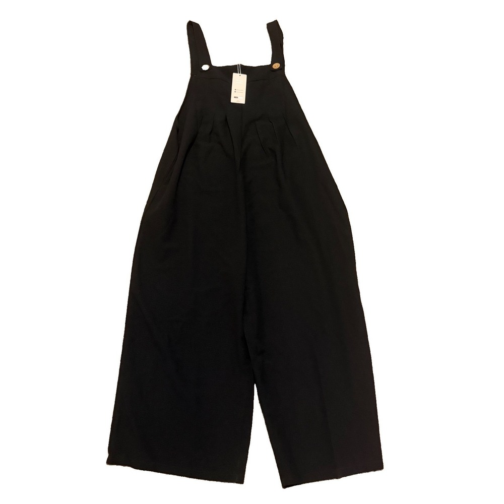 NWT! Emery Rose Women's Jumpsuit Romper Size 2X Pockets Overalls Black Wide Leg